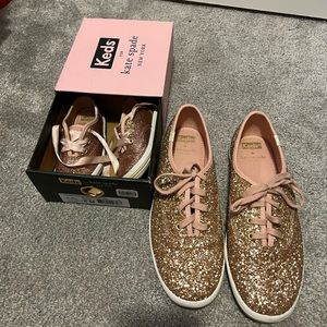 Mommy and daughter Kate Spade rose gold keds